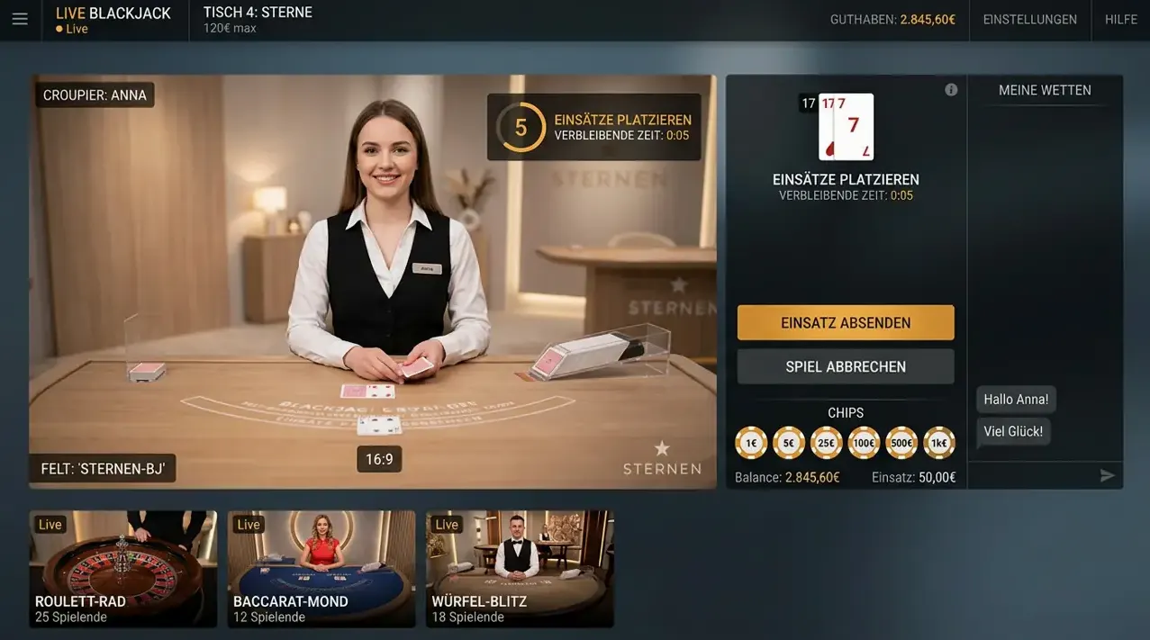 Live-Casino im Angebot von ViperWin